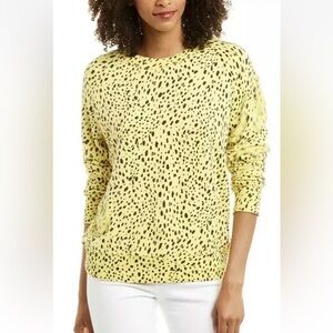 N: philanthropy distressed yellow cheetah print cotton sweatshirt